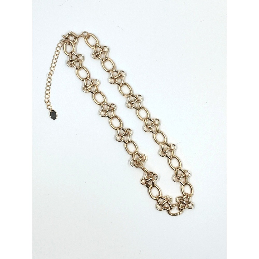 17 Inch Titanium 18k Gold Plated Geometric Link Chain Necklace w/ 2inch Extender